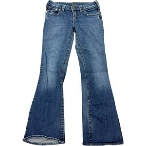 Silver Jeans Women's 29 Blue Medium Wash Flared Low Rise Spur Bootcut Hipster
